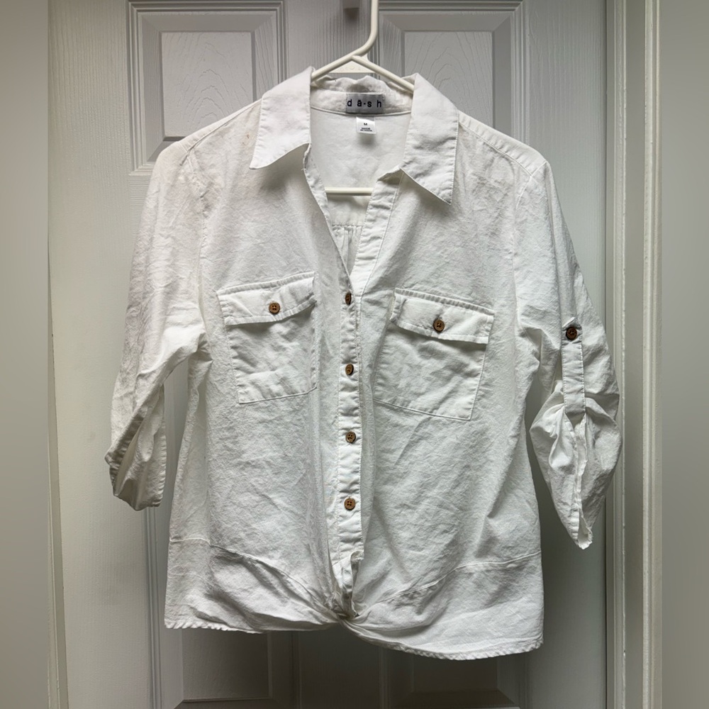 da•sh White Button-Down Cotton Top – Women’s Medium